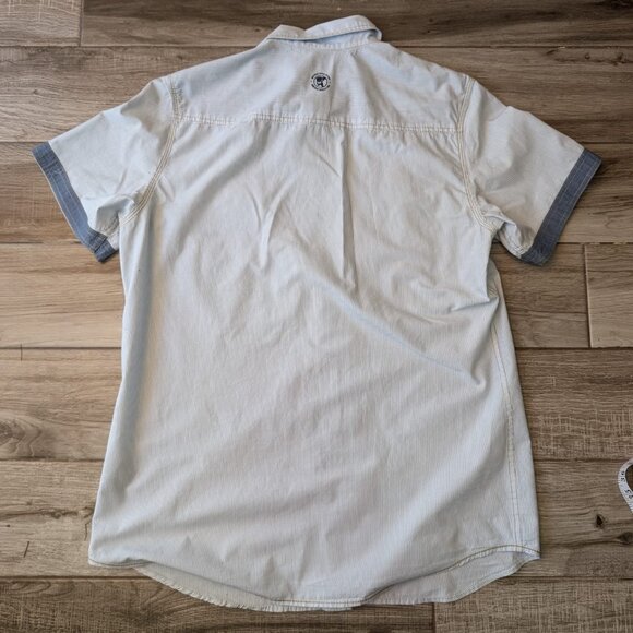 Buffalo David Bitton Men’s Western Snap Shirt Blue Pinstripe Short Sleeve Size L - Picture 2 of 9